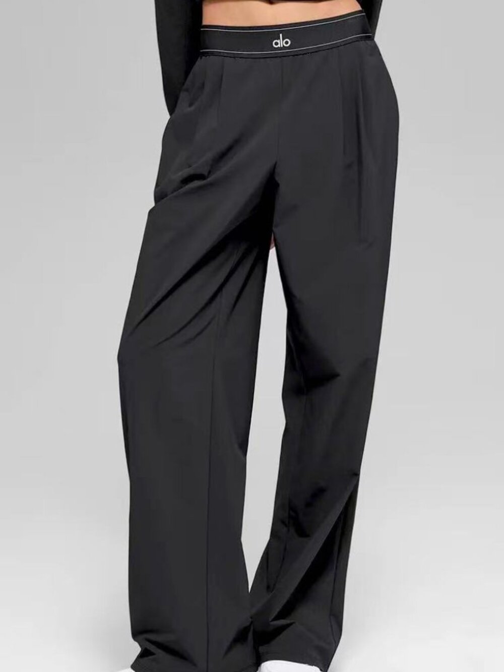 ALO Yoga Black Wide-Leg Track Pants